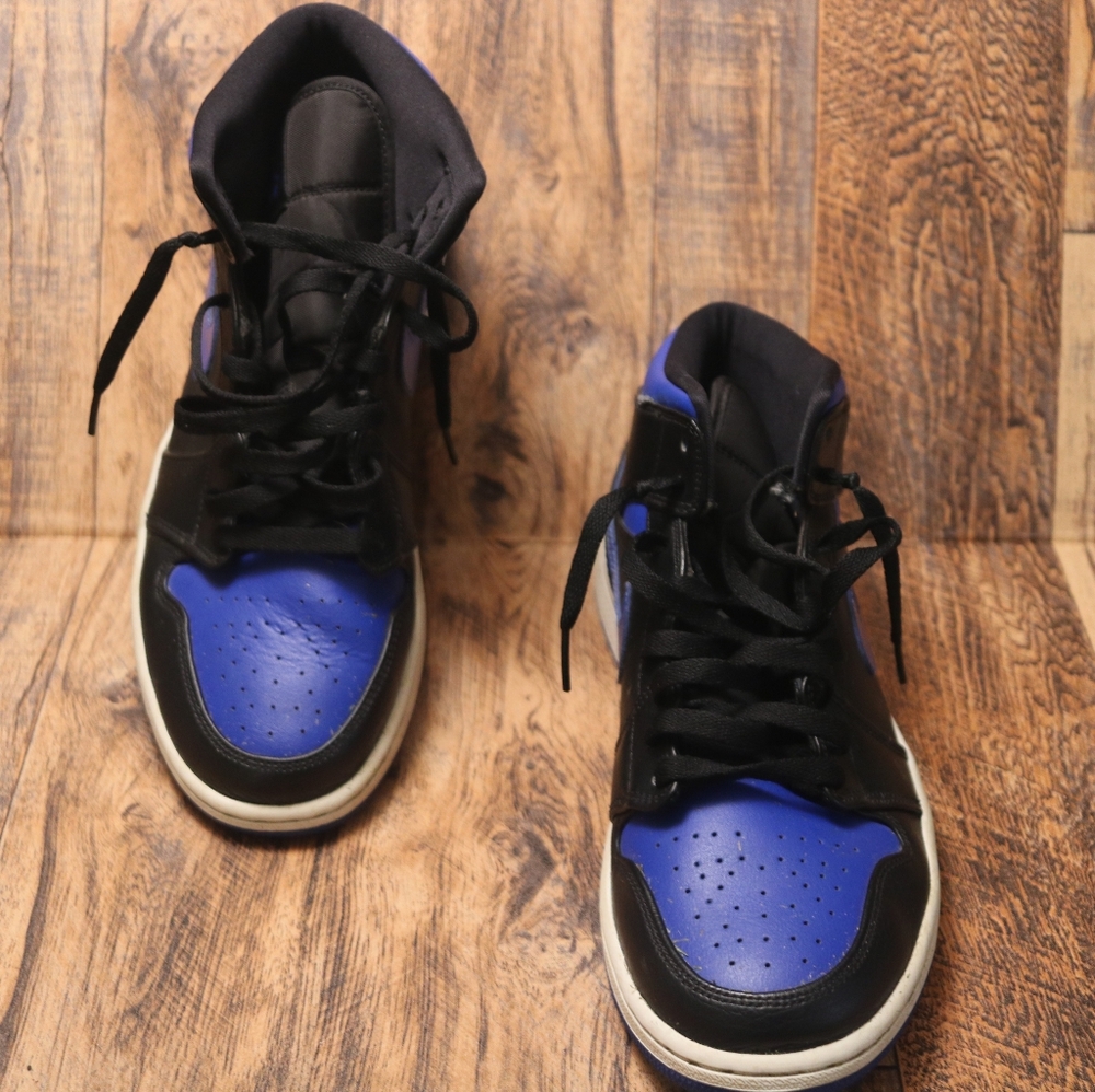 Nike Mens Air Jordan 1 Mid 554724-068 Black Basketball Shoes Sneakers Size 9.5